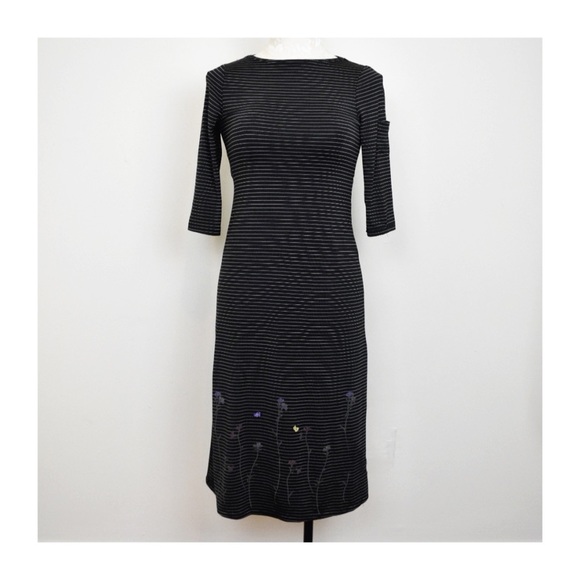 Rampage Fitted Striped Floral Midi Jersey Dress - Picture 1 of 10